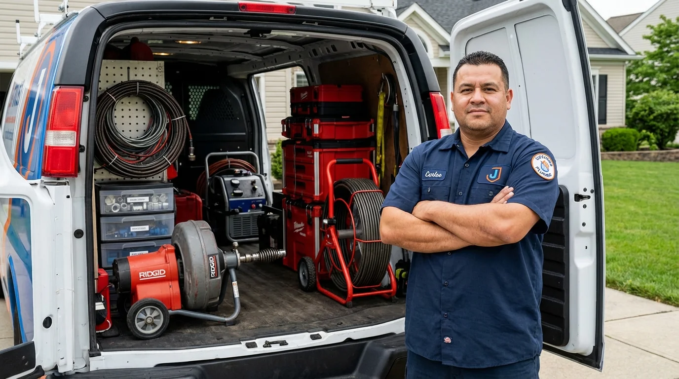 Professional drain cleaning equipment and Johns Plumbing LLC plumber in Rural Hall