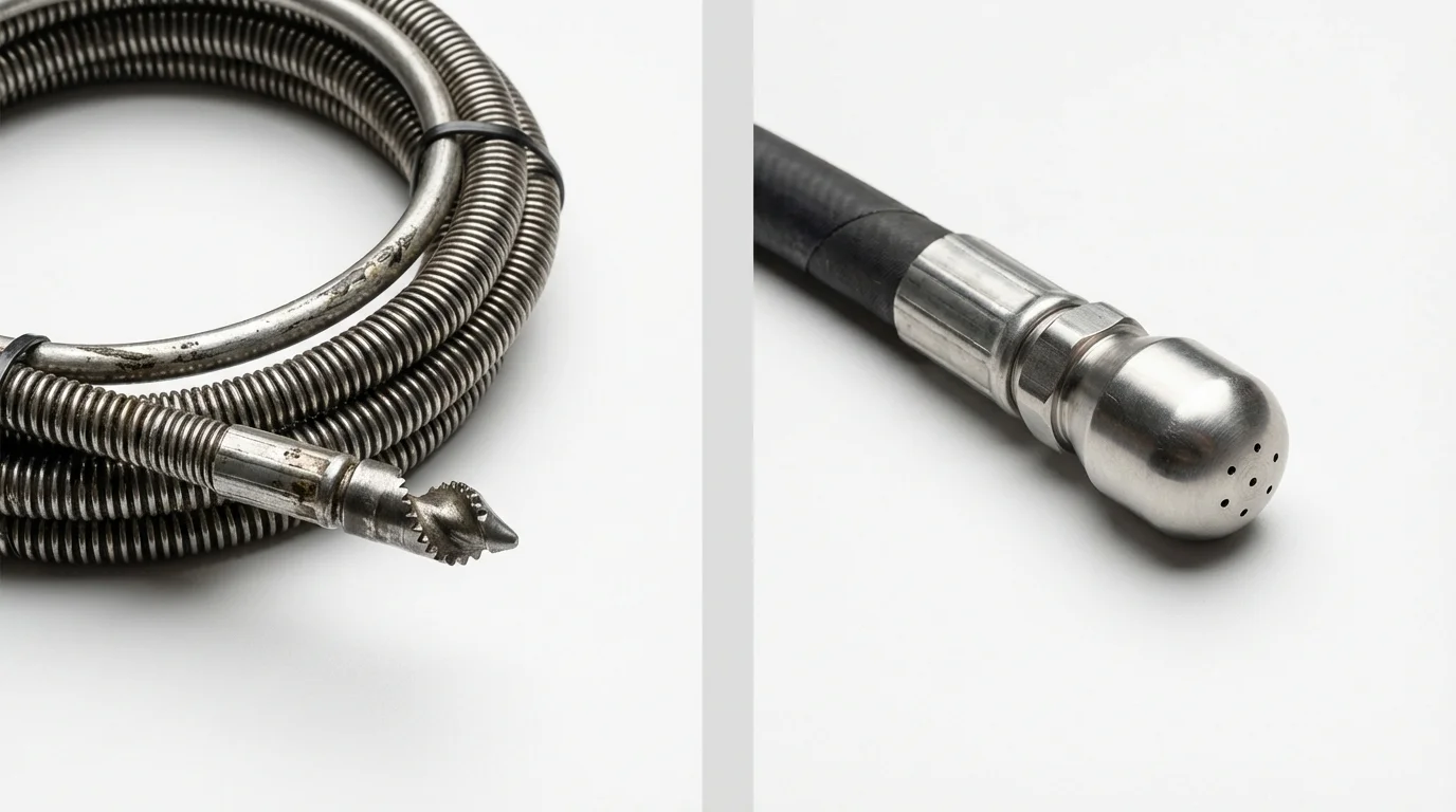 Drain snake cable and hydro jetting nozzle used for drain cleaning in Rural Hall, NC