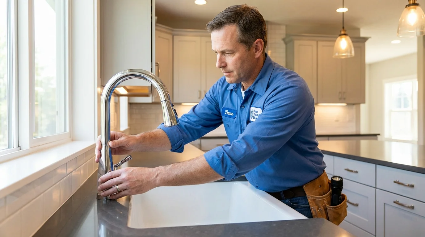 Kitchen faucet installation by Johns Plumbing LLC in Rural Hall