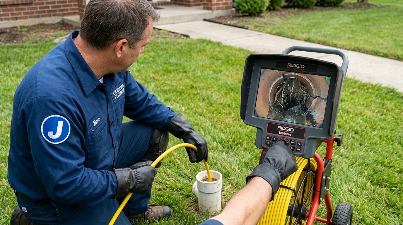 Sewer camera inspection being performed by Johns Plumbing LLC in Rural Hall